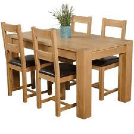 Chunky1m2 : Bàn Ăn Gỗ Sồi 1m2 + 4 Ghế ( 2N - Mặt Nệm PU )